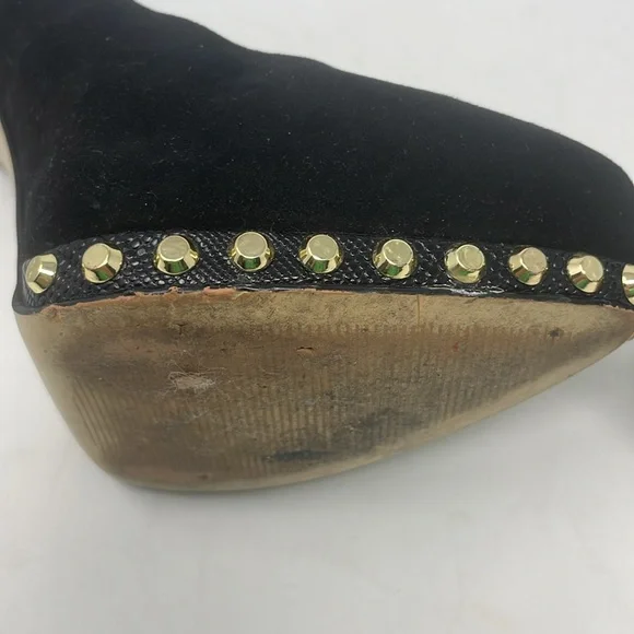 Michael Kors Black Suede Pumps with Gold Accents Size 7.5 Excellent Condition - Picture 12 of 16